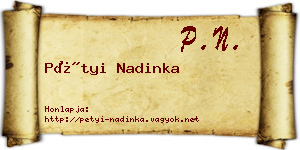 Pétyi Nadinka névjegykártya